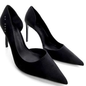 NEW MANGO Asymmetric stiletto pumps suede black 37